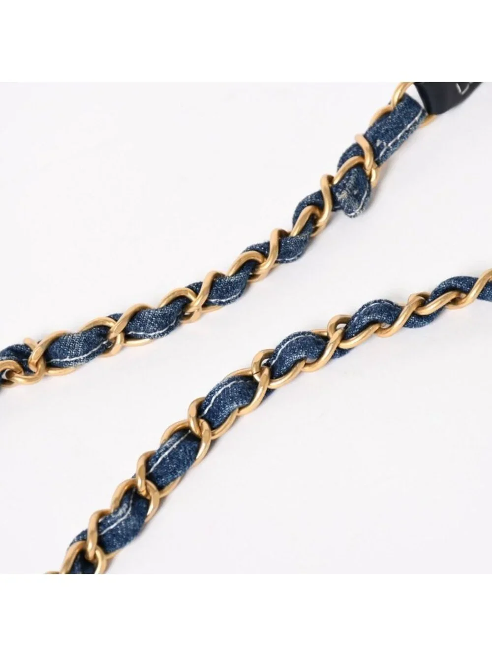 Chanel Vanity Chain Shoulder Bag CC Logo Denim Wild Stitch Gold